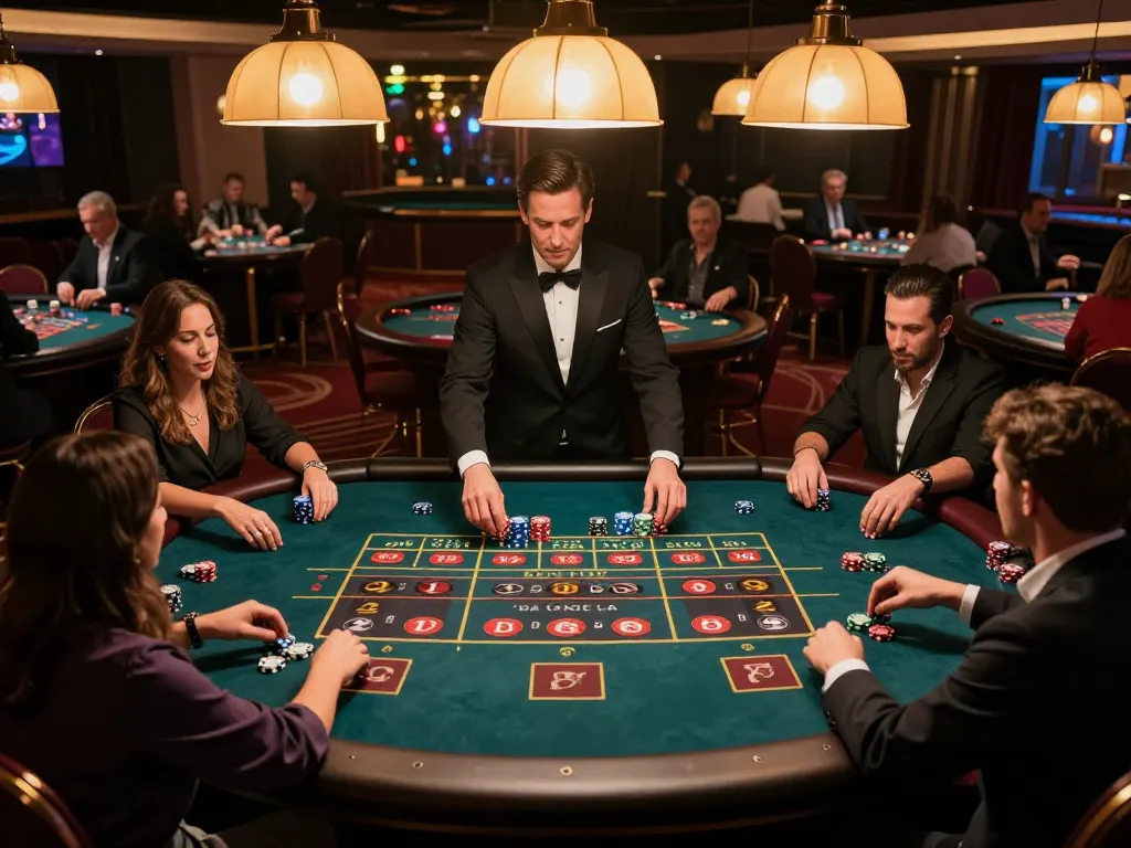 vs555 players engaging at a live casino roulette table, capturing the thrill of casino gaming action.