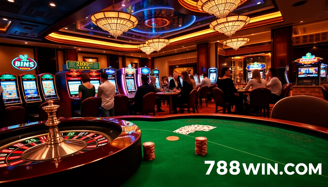Experience excitement and luxury at 789WIN.COM with immersive casino gaming, poker tables, and vibrant slot machines.
