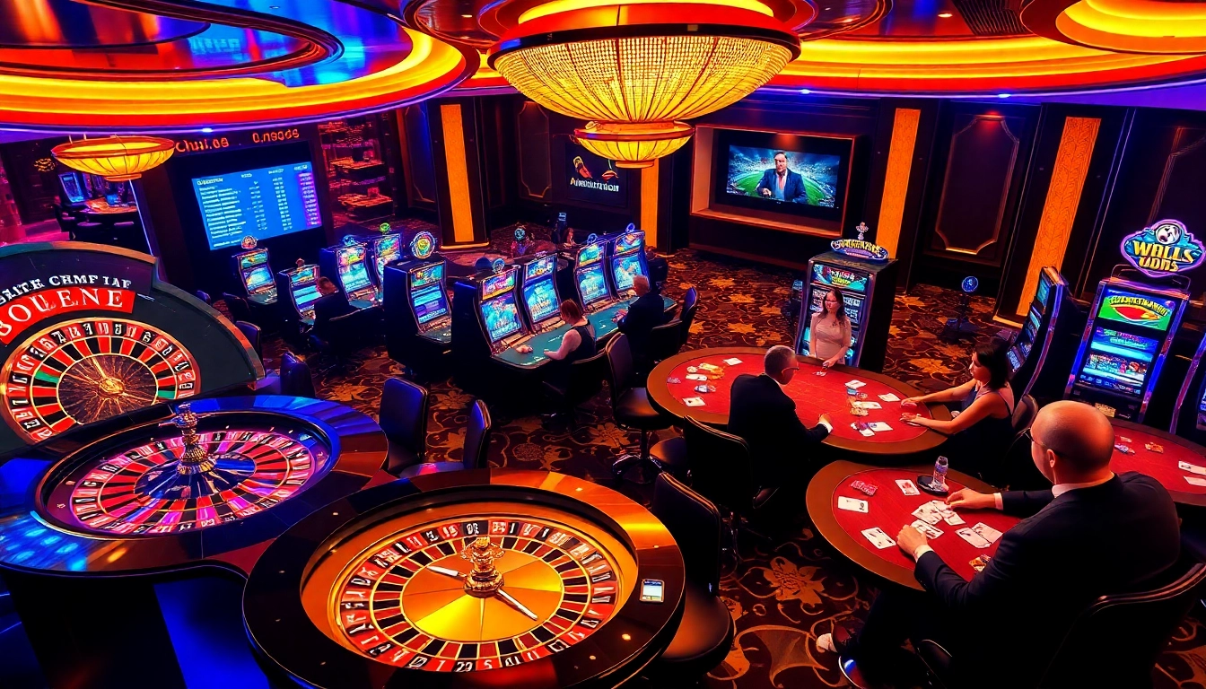 Engaged players bet at a vibrant casino, highlighting the excitement of https://kjc.football/ and thrilling table games.