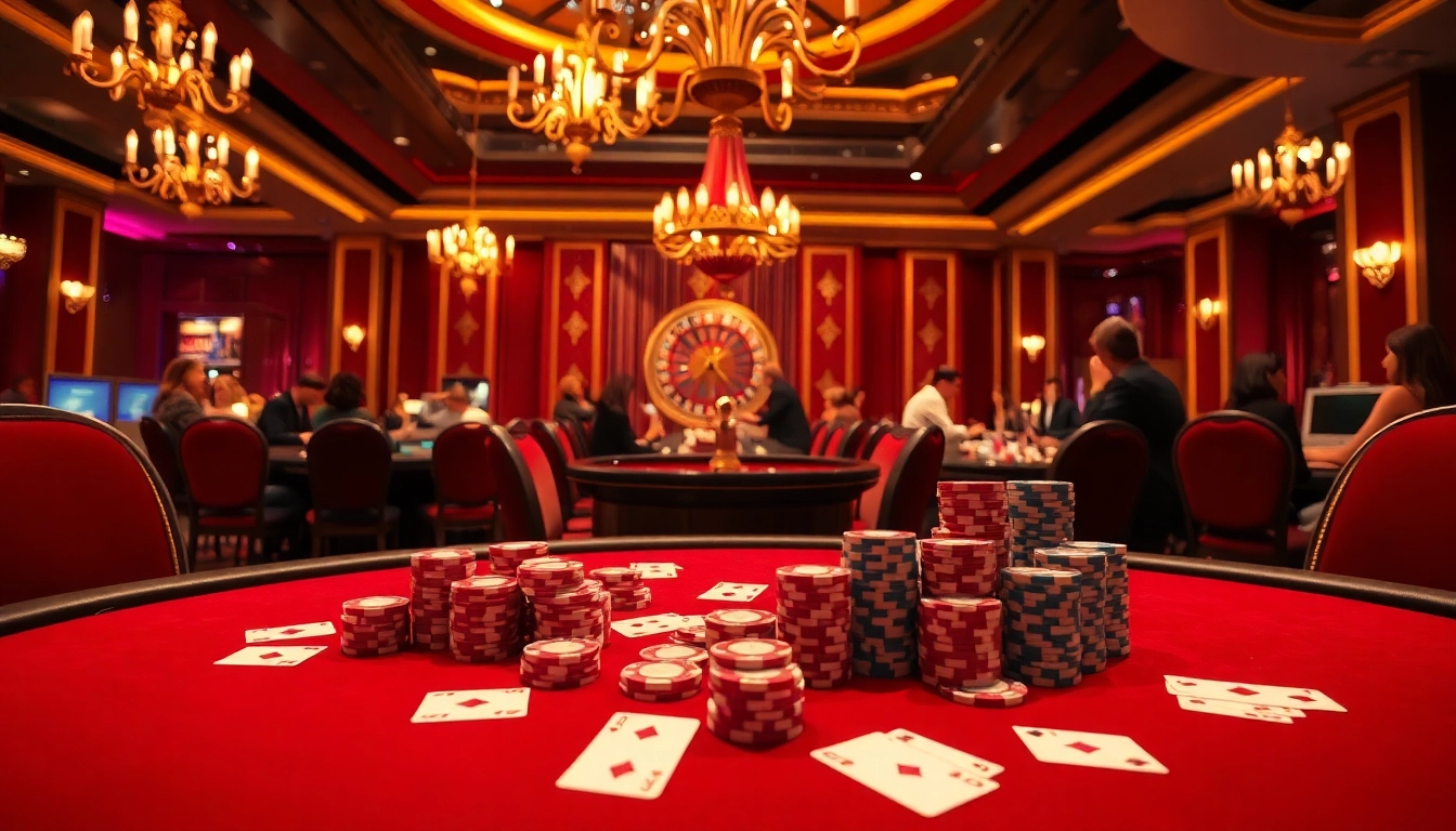 Players enjoying an exciting poker game at the eejl casino with vibrant cards and chips.