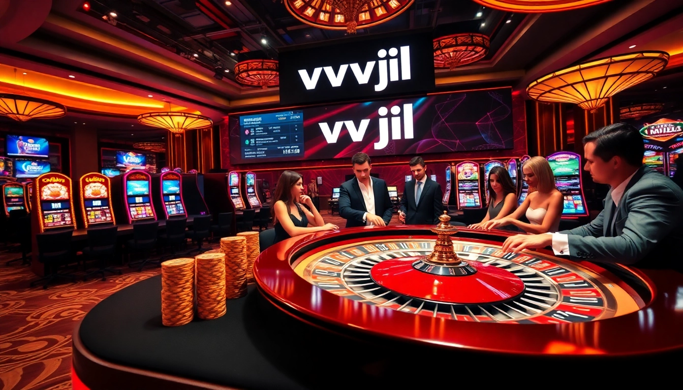 Experience the excitement of casino gaming with vvjl featuring roulette and poker in a luxurious setting.