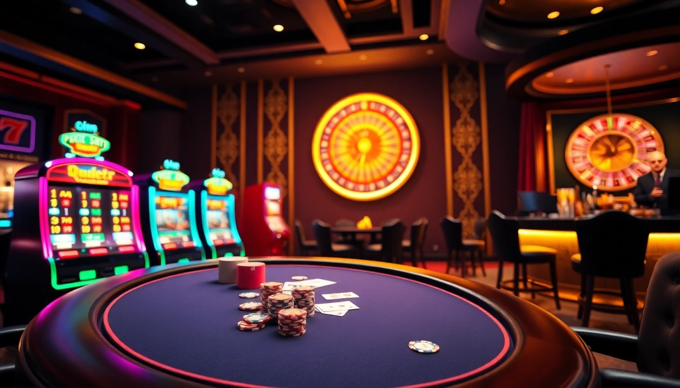 Experience thrilling gameplay at F168's glamorous casino scene with vibrant slot machines.