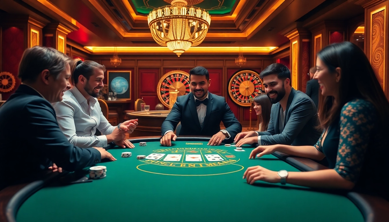 Players enjoying a thrilling game of blackjack at Fun88.com casino table, showcasing excitement.