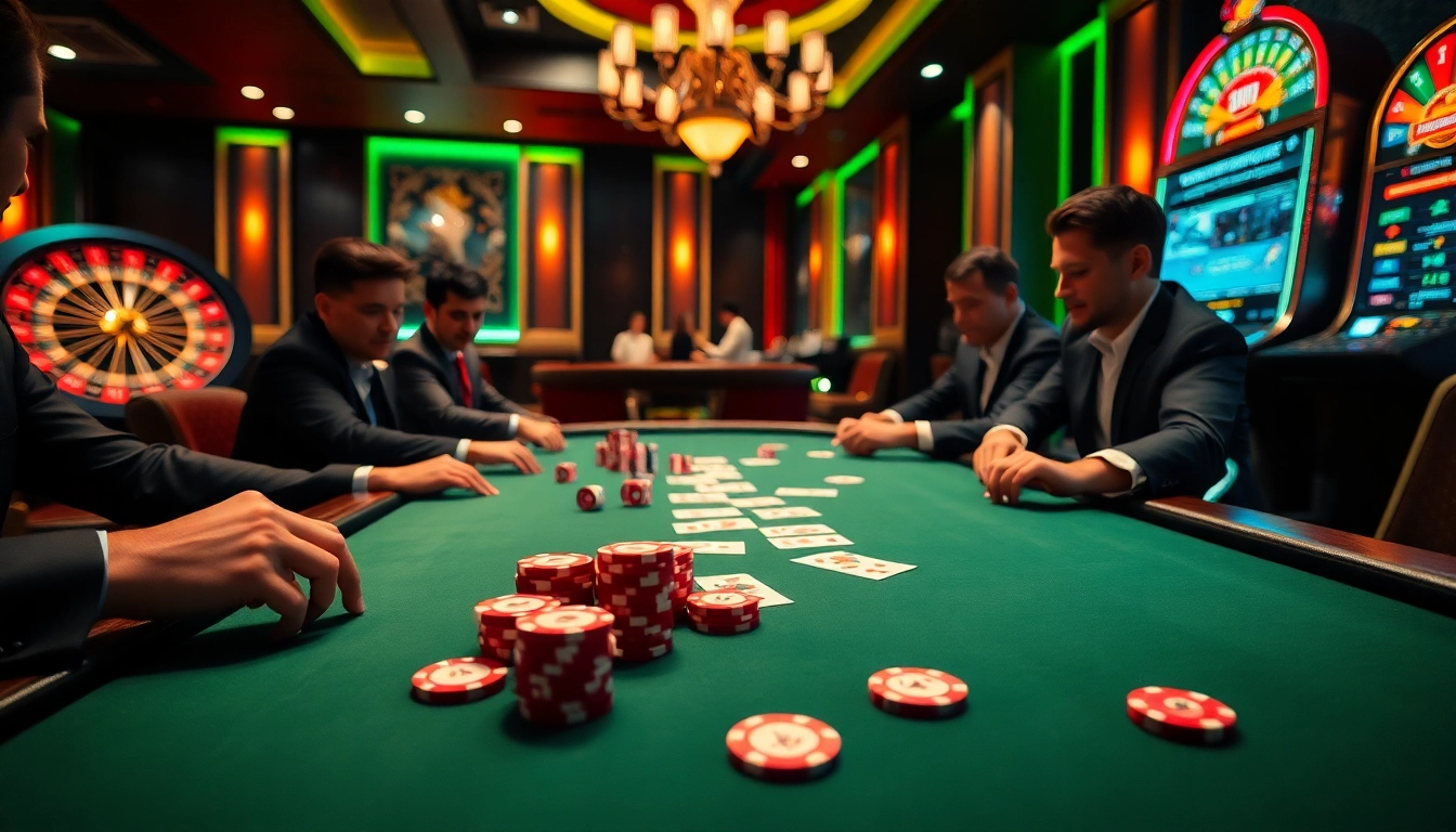 High-stakes poker game at https://99okwin.live with vibrant casino elements creating excitement.