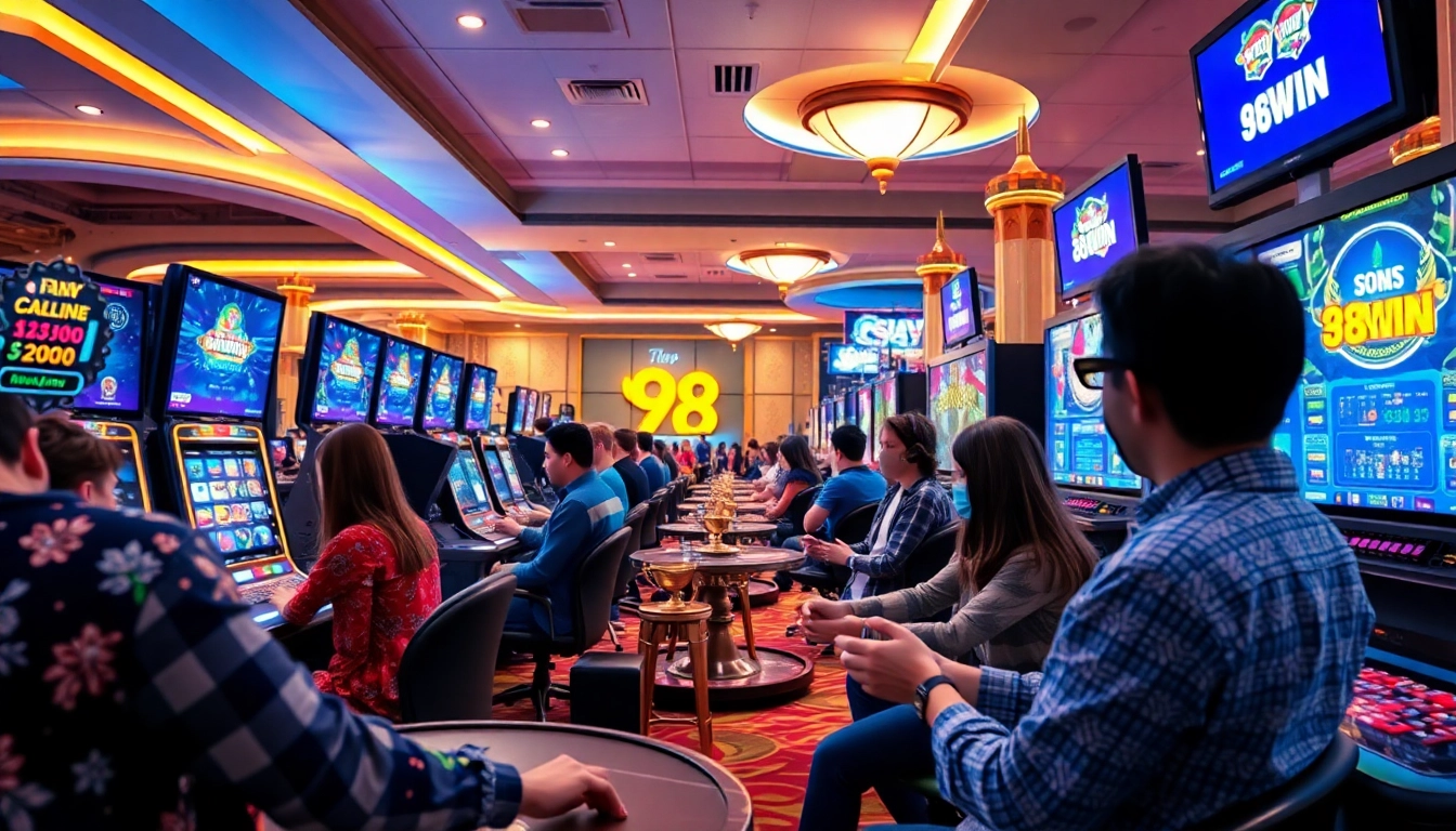 Engaged players enjoying online gaming experiences at 98win’s vibrant virtual casino.