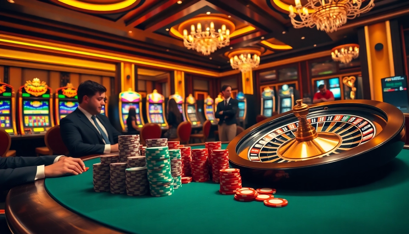 Experience the thrill of gambling at an 8kbet poker table surrounded by luxury and excitement.