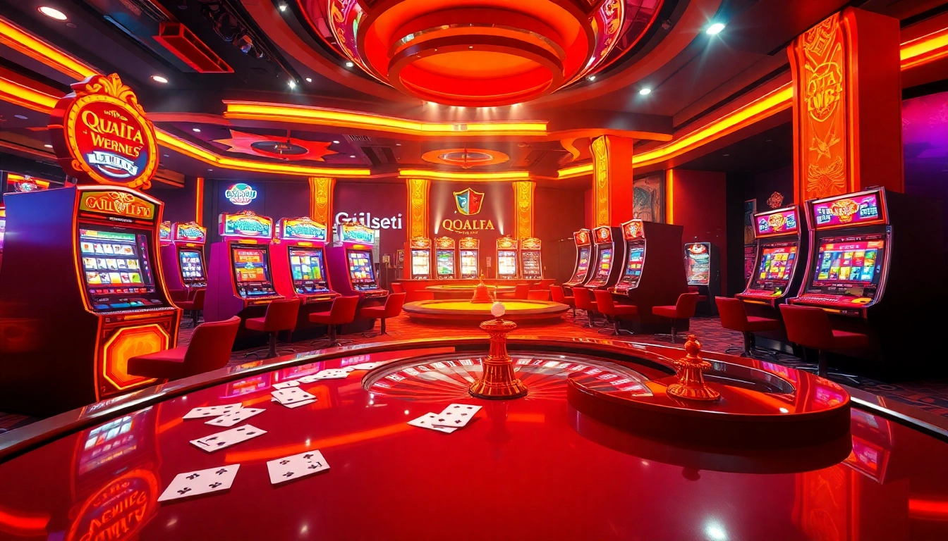Experience the excitement of qqalfa online gambling with vibrant slot machines and glamorous casino tables.