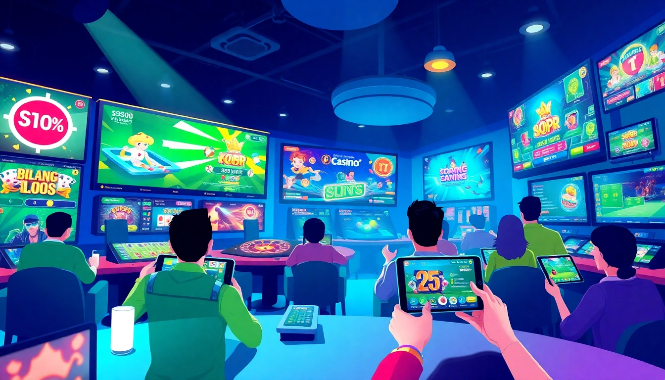 Exciting digital gaming scene showcasing Sonclub's diverse online casino games and enthusiastic players.