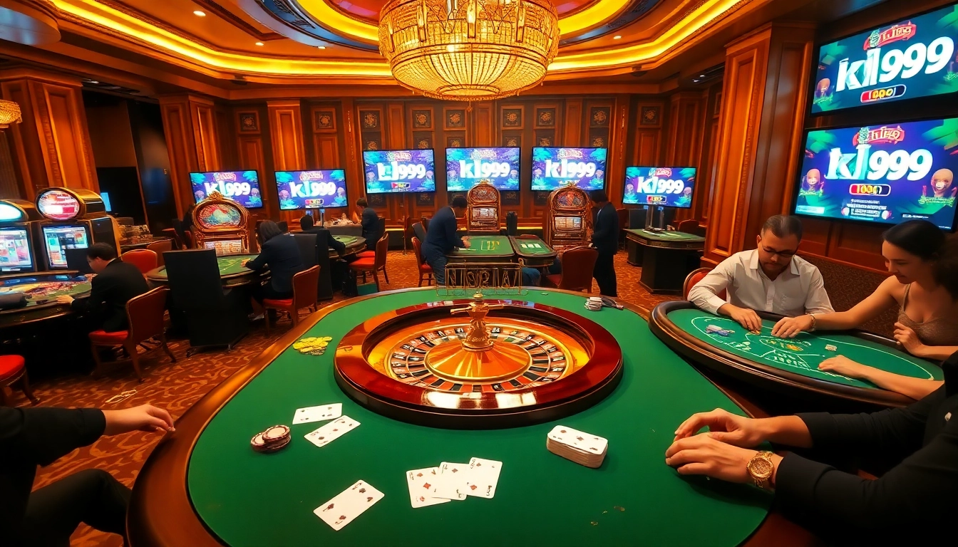 Experience captivating play at casino tables featuring kl99 and colorful chips.