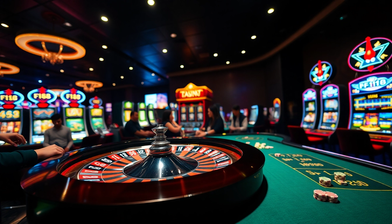 Experience the thrill of F168 with players engaging at a vibrant casino table.