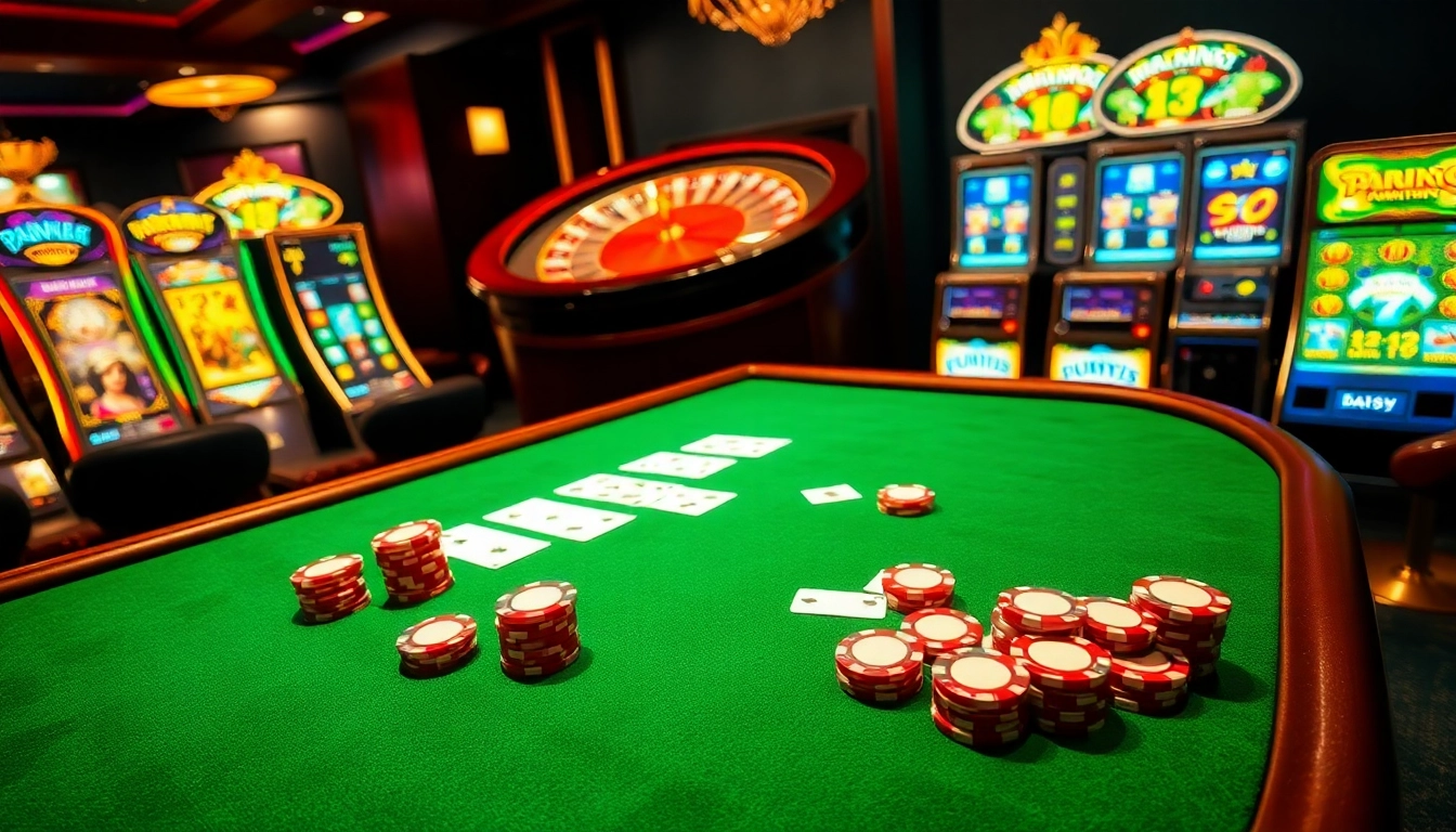 Cổng game B52 features an exciting poker table setup with vibrant chips and cards.