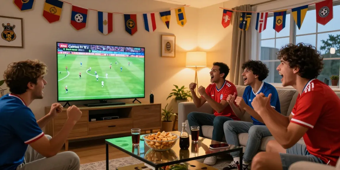 Cakhia TV trực tiếp bóng đá live streaming scene with enthusiastic fans cheering and celebrating soccer matches.